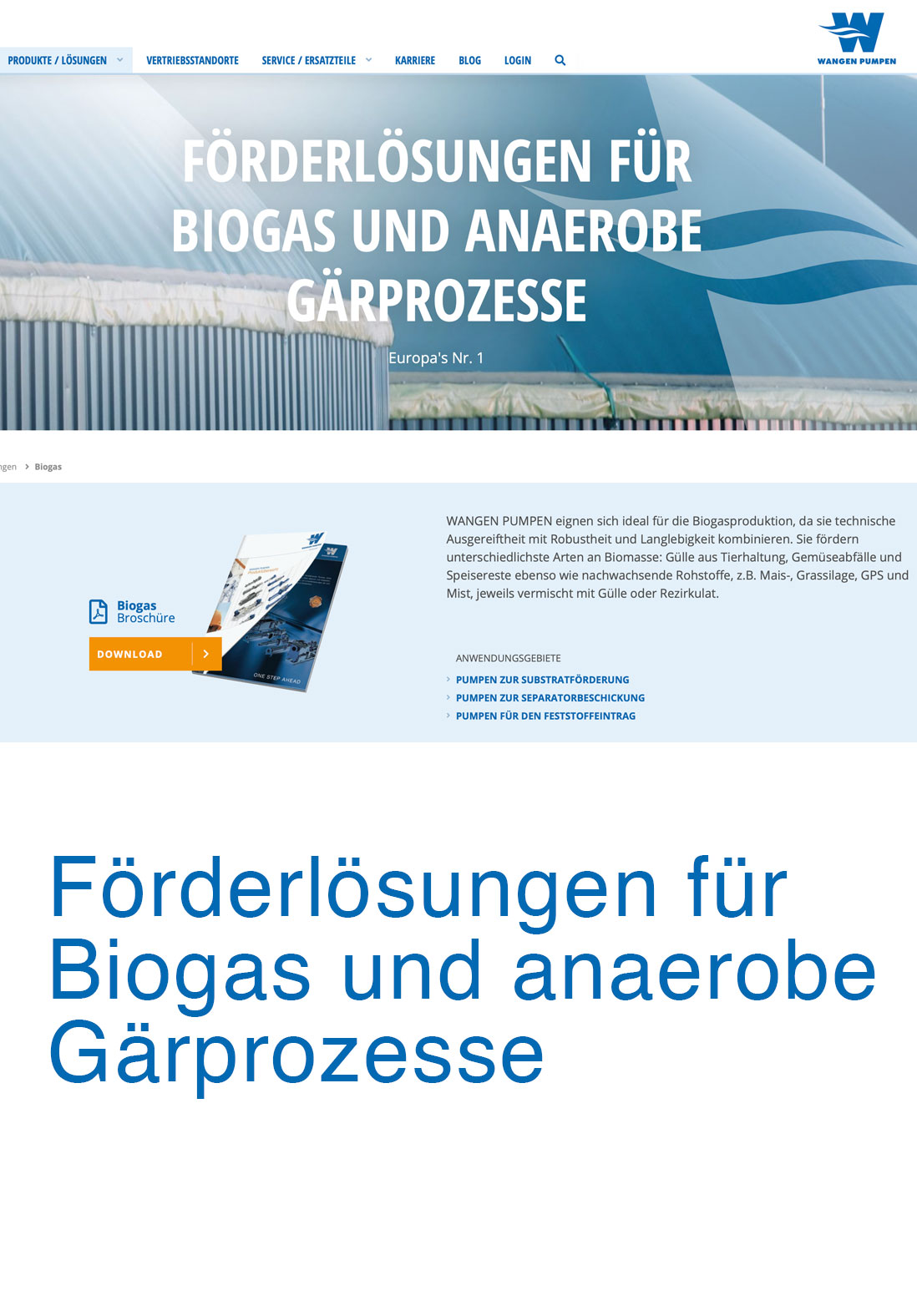 Förderlösungen für Biogas und anaerobe Gärprozesse